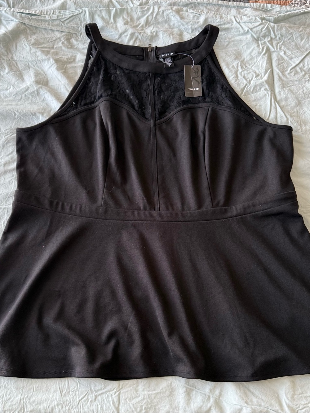 Torrid Black Lace Yoke Peplum Tank